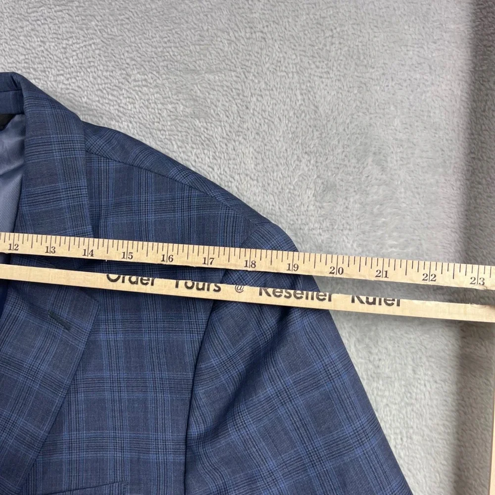 Banana Republic Slim Fit Suit 44R 35x30 Blue Plaid Marlane Italian Wool Mens